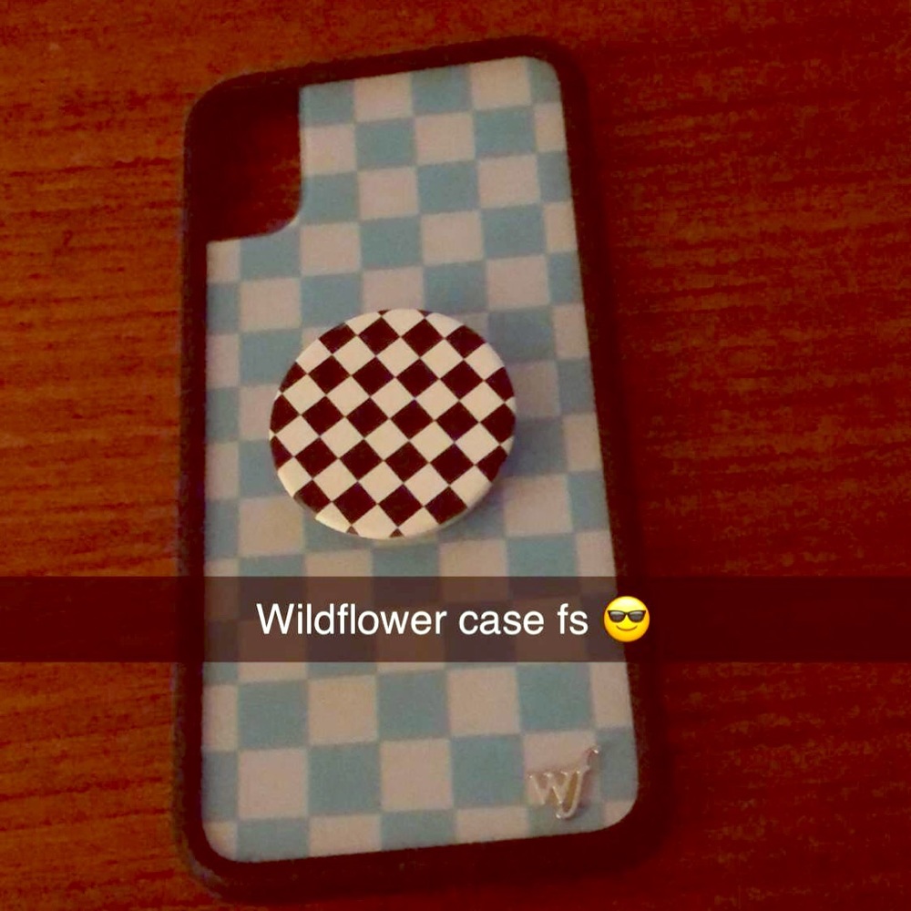 Wildflower blue checkered iphone x/xs case